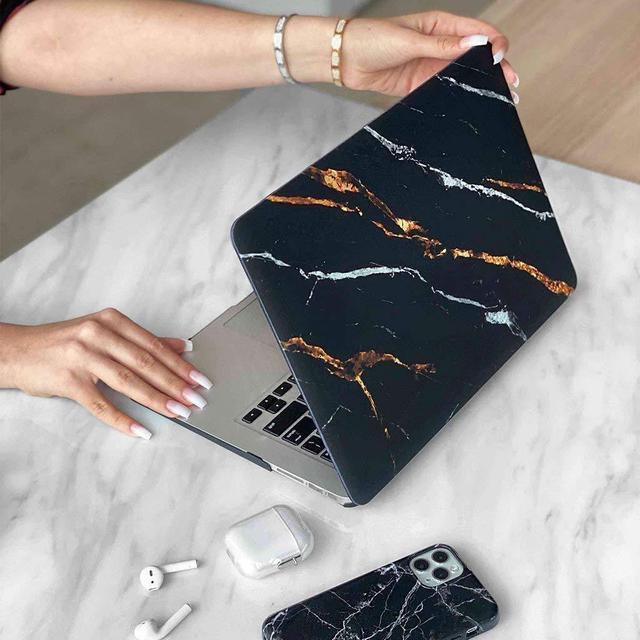 Alt view image 3 of 5 - Velvet Caviar MacBook Air 13 inch Case Marble - Fits Model A2179 - Cute Protective Hard Cases with Keyboard Cover - Black and Gold Marble