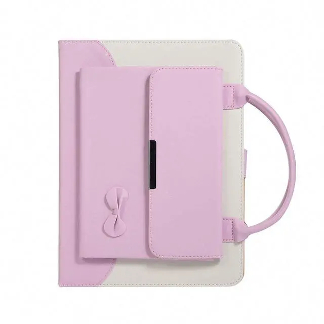 Alt view image 2 of 5 - Handbag Case for iPad A16 11" 11th/10th Generation (2025/2022), Techcircle Cute Bowknot Pocket [Magnetic Closure] Wallet Folio Stand Double Handle PU Leather Carrying Case, Auto Sleep/Wake, Pink