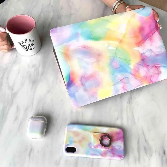 Alt view image 3 of 5 - Velvet Caviar MacBook Air 13 inch Case Pastel Hippie Tie Dye - Fits Models A1466 & A1369 - Cute Protective Hard Cases with Keyboard Cover - Rainbow Watercolor Trippy Colorful