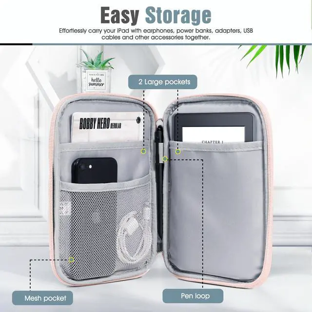 Alt view image 3 of 5 - TiMOVO 6-7 Inch Tablet Sleeve for All-New Kindle Paperwhite/Colorsoft Signature Edition, Protective Sleeve Cover Case with Pocket for Kindle E-Reader/Oasis, Pink