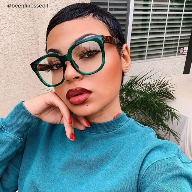 Alt view image 3 of 5 - Vooglam Dark Green Square Eyeglasses Glasses for Women with Clear Lens Vernetta OP049594-01