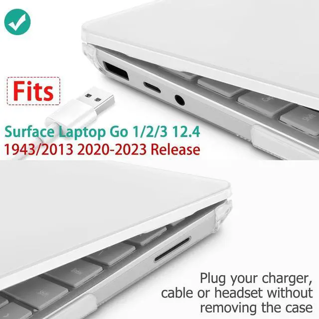 Alt view image 2 of 5 - Tuiklol Case for 12.4 Inch Microsoft Surface Laptop Go 3/2 / 1 2023-2020 Releases, Plastic Hard Shell Case with Screen Protector and Keyborad Cover +Dust Plugs Model 2013/1943,Crystal Clear