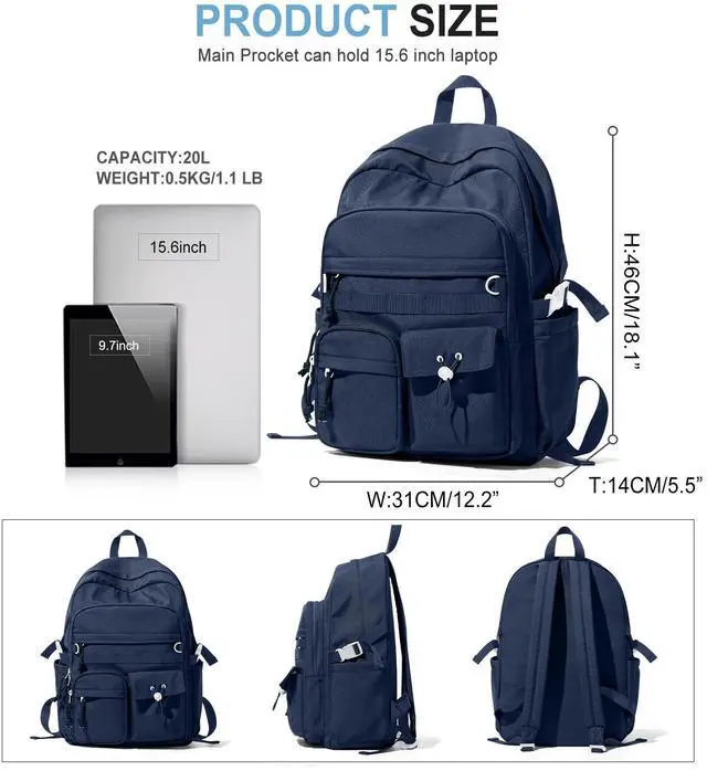 Alt view image 2 of 5 - weradar High School Backpack For Women Men,Aesthetic College Backpack With Lots of Pockets,Lightweight Middle School Bag For Teens Girls Boys,Cute Bookbag(Blue)