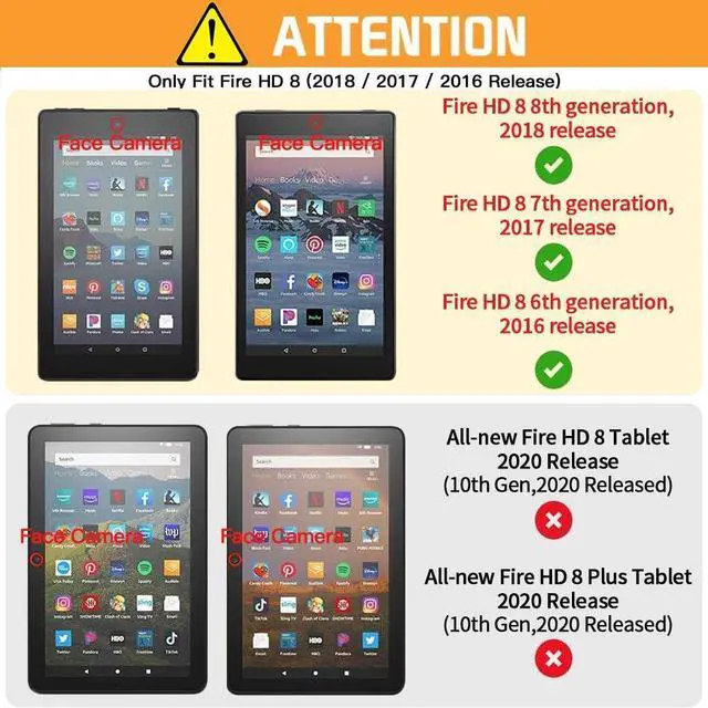 Alt view image 2 of 5 - VODEFOX for Kindle Fire HD 8 8th/7th/6th Generation Case 2016/2017/2018,PU Leather Folio Wallet Shockproof Cover with Pencil Holder Elastic Band 8 inch- Flower Birds