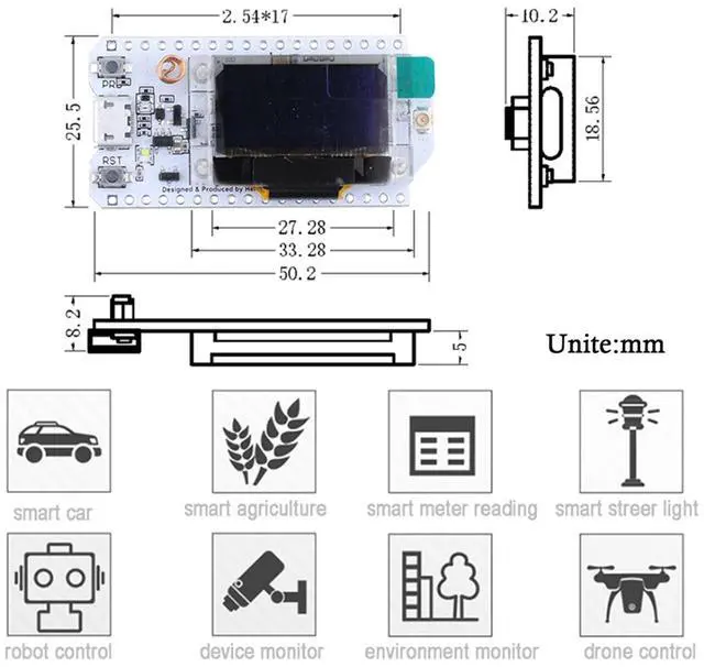 Alt view image 3 of 5 - Wishiot ESP32 Lora V3 Development Board Kit WiFi+BLE SX1262 Lora32 0.96inch OLED Display Module + 915MHz 2Dbi Antenna for Arduino NodeMCU IoT (1 Sets)