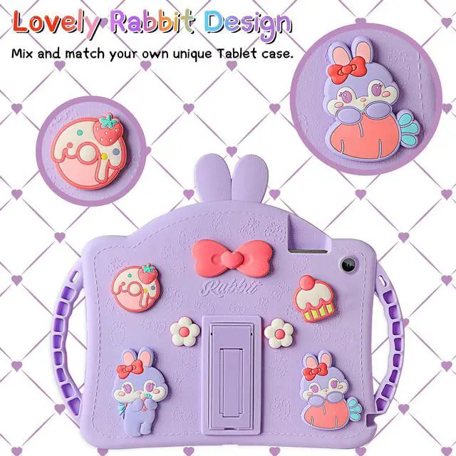 Alt view image 4 of 5 - VOFUOE for Samsung Galaxy Tab A9 Plus Case Kids Girls for Galaxy Tab A9+ Cases with Screen Protector Shoulder Straps Handle Rabbit Soft Silicone Tablet Cover for Galaxy Tab A9 Plus 11'' 2023-Purple