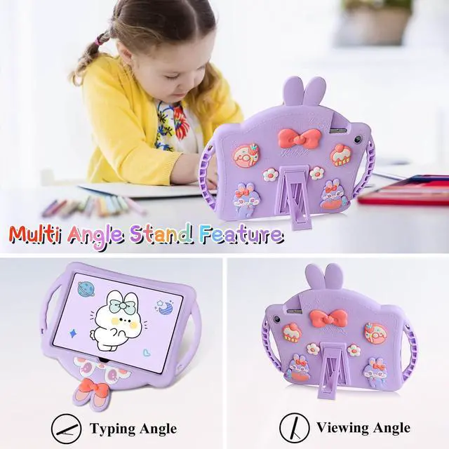 Alt view image 5 of 5 - VOFUOE for Samsung Galaxy Tab A9 Plus Case Kids Girls for Galaxy Tab A9+ Cases with Screen Protector Shoulder Straps Handle Rabbit Soft Silicone Tablet Cover for Galaxy Tab A9 Plus 11'' 2023-Purple