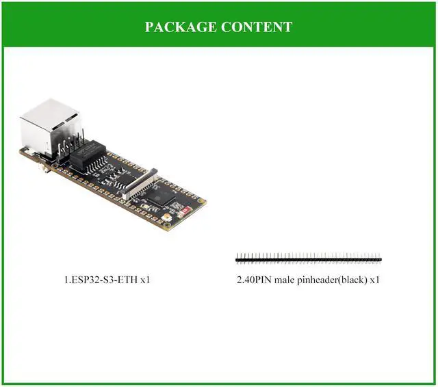 Alt view image 2 of 5 - ESP32-S3 Ethernet Development Board, 10/100Mbps RJ45 Ethernet Port, Support W-i-Fi & BLE, Ethernet Communication, 240MHz Dual Core Processor, Onboard Type-C Port and TF Card Slot, Only Board