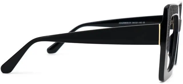 Alt view image 5 of 5 - VOOGLAM Oversize Square Women's Non-Prescription Glasses with HD Clear Lenses in Black Acetate Frame