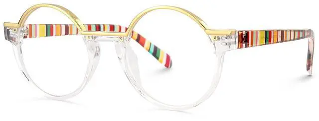 Main image of VOOGLAM Blue Light Glasses for Women Men Computer Phone TV Anti Eyestrain Dry Eyes Round Clear Eyeglasses Latina GJGX062722-04