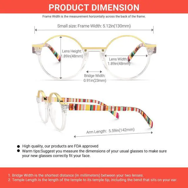 Alt view image 5 of 5 - VOOGLAM Blue Light Glasses for Women Men Computer Phone TV Anti Eyestrain Dry Eyes Round Clear Eyeglasses Latina GJGX062722-04