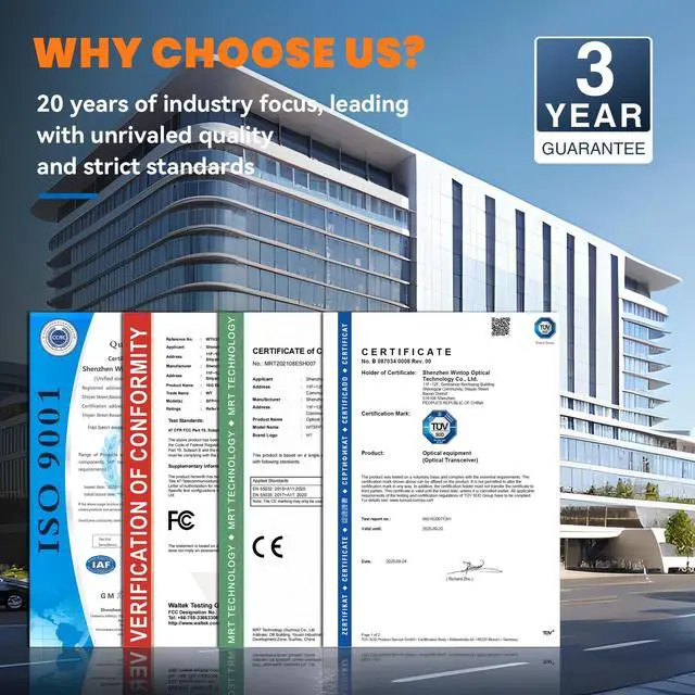Alt view image 3 of 5 - WTTOGTEC 10GBase-SR SFP+ LC Transceiver, 10G 850nm Multimode SFP Module, Up to 300 Meters, for Cisco SFP-10G-SR, Meraki MA-SFP-10GB-SR, Ubiquiti UniFi UF-MM-10G, Fortinet, TP-Link, and More
