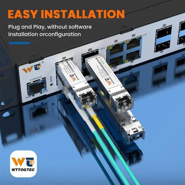 Alt view image 5 of 5 - WTTOGTEC 10GBase-SR SFP+ LC Transceiver, 10G 850nm Multimode SFP Module, Up to 300 Meters, for Cisco SFP-10G-SR, Meraki MA-SFP-10GB-SR, Ubiquiti UniFi UF-MM-10G, Fortinet, TP-Link, and More