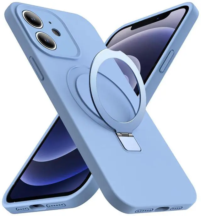 Main image of XIQI for Silicone iPhone 12 Phone Case with [3 in 1] Magnetic Ring Stand, iPhone 12 Case 6.1" [Compatible with Mag-Safe], Blue