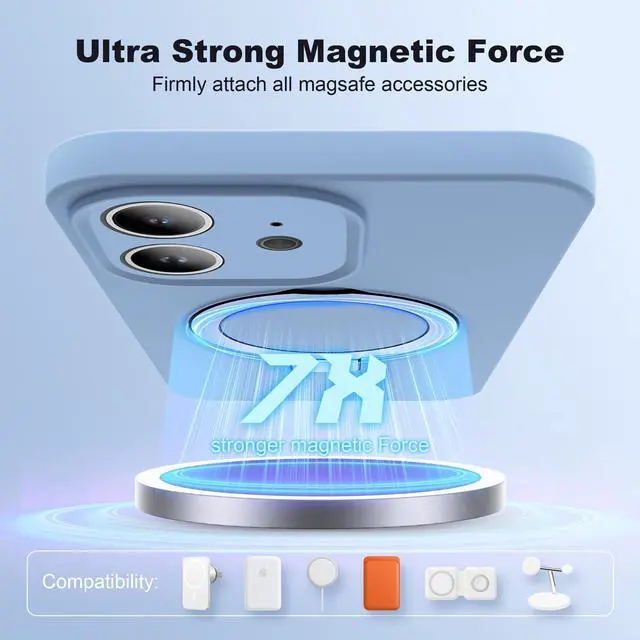 Alt view image 3 of 5 - XIQI for Silicone iPhone 12 Phone Case with [3 in 1] Magnetic Ring Stand, iPhone 12 Case 6.1" [Compatible with Mag-Safe], Blue