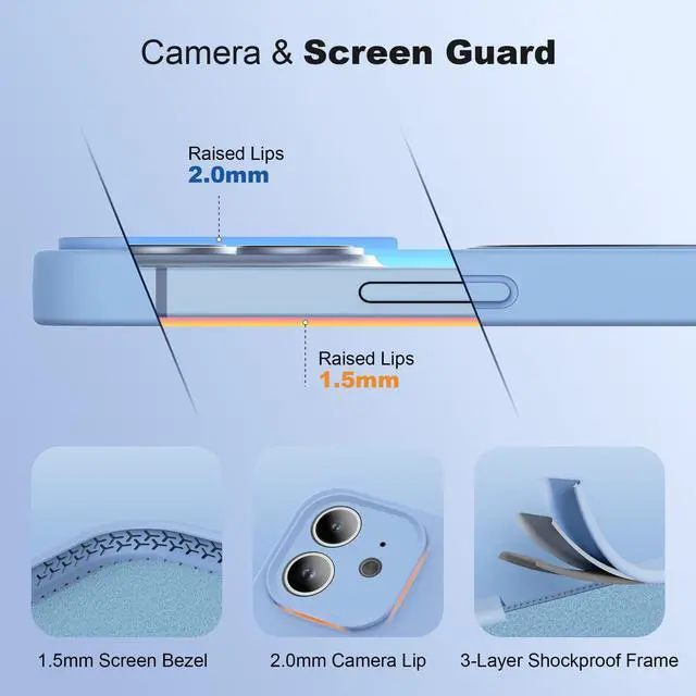 Alt view image 4 of 5 - XIQI for Silicone iPhone 12 Phone Case with [3 in 1] Magnetic Ring Stand, iPhone 12 Case 6.1" [Compatible with Mag-Safe], Blue