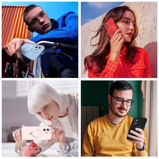 Alt view image 5 of 5 - XIQI for Silicone iPhone 12 Phone Case with [3 in 1] Magnetic Ring Stand, iPhone 12 Case 6.1" [Compatible with Mag-Safe], Blue