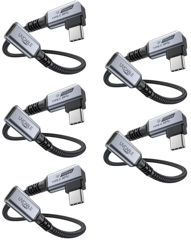 Main image of Vorothin USB C Extension Cable 3FT 5-Pack, Type-C Extender Cord Right Angle, USBC Male to Female Cable 10Gbps 100W PD 4K Video Compatible With iPhone 16/15,PSVR2,MacBook,iPad,Dell Xps,Portable Monitor