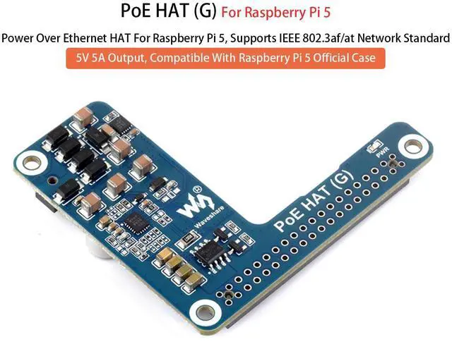 Alt view image 2 of 5 - PoE HAT for Raspberry Pi 5/Compute Module 5, Power Over Ethernet HAT for Pi 5/CM5, 5V 5A 25W, IEEE 802.3af/at-Compliant Network Standard, Pi 5 PoE HAT Compatible with Raspberry Pi 5 Official Case