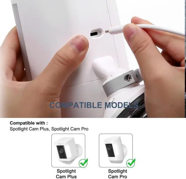 Alt view image 4 of 5 - 2-Pack Power Adapter Charger Cable Compatible with Ring Stick Up Cam Battery/Plug-in 3rd Gen/2nd Gen & Ring Pan Tilt Stick Up Camera, Indoor/Outdoor Weatherproof Power Cord (4m/13.1ft) White