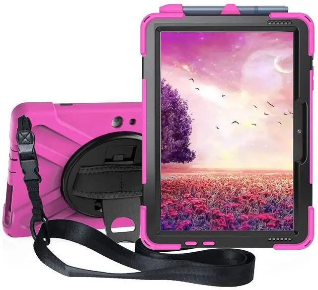 Main image of Sfulatdc Tablet Case with 360 Rotating Strap and Stand Heavy Duty Protective Full Body Cover Compatible with Microsoft Surface Go 4/3/2/1 Pink