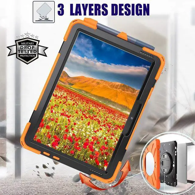 Alt view image 2 of 5 - Sfulatdc Tablet Case with 360 Rotating Strap and Stand Heavy Duty Protective Full Body Cover Compatible with Microsoft Surface Go 4/3/2/1 Orange