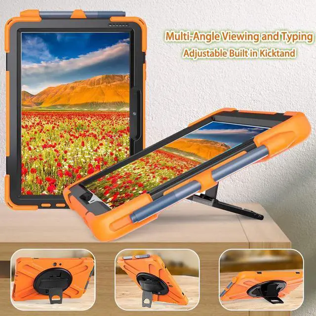 Alt view image 5 of 5 - Sfulatdc Tablet Case with 360 Rotating Strap and Stand Heavy Duty Protective Full Body Cover Compatible with Microsoft Surface Go 4/3/2/1 Orange