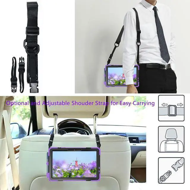 Alt view image 3 of 5 - Sfulatdc Tablet Case with 360 Rotating Strap and Stand Heavy Duty Protective Full Body Cover Compatible with Microsoft Surface Go 4/3/2/1 Purple