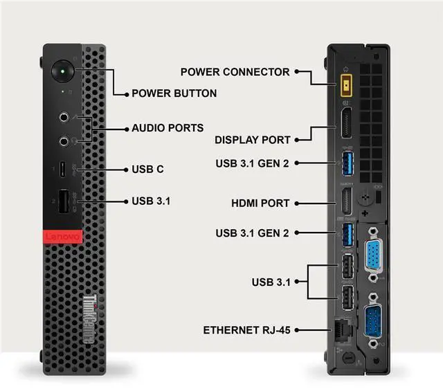 Alt view image 2 of 7 - Lenovo M920x Desktop Mini PC, Intel Core i5-8th, 8GB DDR4 RAM, 512GB SSD, WiFi, Wired Keyboard and Mouse, Intel UHD Graphics 630, Windows 11 Pro, Offices and Casual Computing, Desktop PC (Renewed)