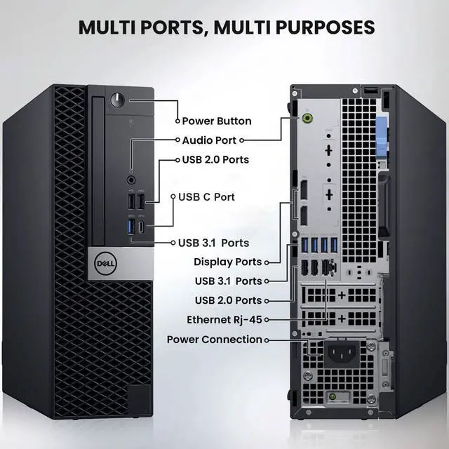 Alt view image 2 of 6 - DELL OptiPlex 5060 Desktop PC, Intel Core i5-8500, 8GB DDR4 RAM, 256GB SSD, Wi-Fi, Wireless Keyboard and Mouse, Intel UHD Graphics 630, Windows 11 Pro, 24 Inch LED Monitor, Desktop Computers(Refurbish