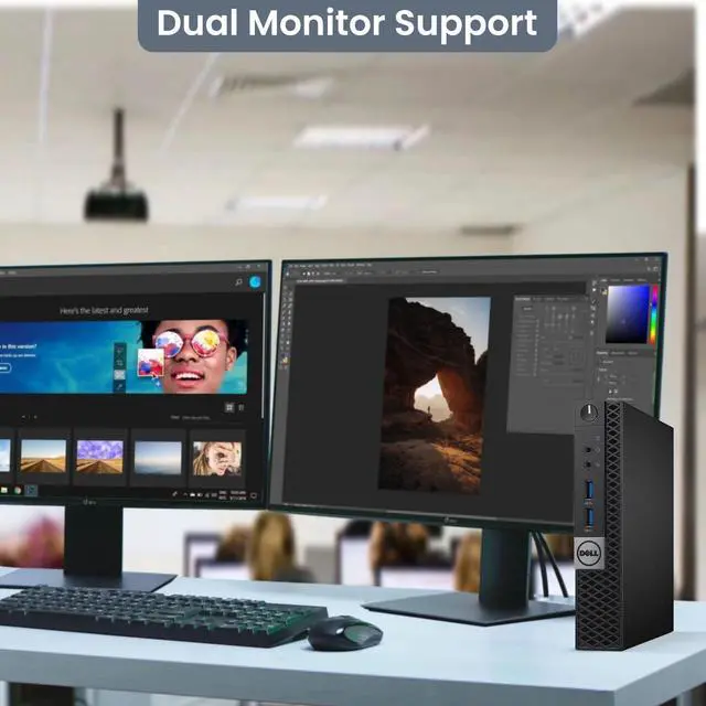 Alt view image 3 of 5 - Dell 3060 Mini Desktop PC, Intel Core i3-8100T, 16GB DDR4 RAM, 128GB SSD, Wi-Fi, Wireless Keyboard and Mouse, Intel UHD Graphics 630, Windows 11 Pro, Offices and Homes, Tiny PC(Renewed)