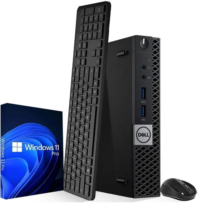 Main image of DELL 3050 Desktop Mini PC, Intel Core i5-7500T, 8GB DDR4 RAM, 512GB SSD, Wi-Fi, Wireless Keyboard and Mouse, Intel HD Graphics 630, Windows 11 Pro, Office and Casual Meeting, Desktop PC (Renewed)
