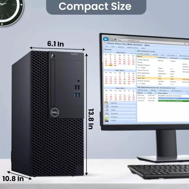 Alt view image 3 of 6 - Dell OptiPlex 3060 Desktop Tower | Intel Core i5-8500 | 16GB DDR4 RAM | 512GB SSD | Windows 11 Pro | Built-in Wi-Fi | Wireless Keyboard & Mouse | Intel UHD Graphics 630 | Home & Office (Refurbished)