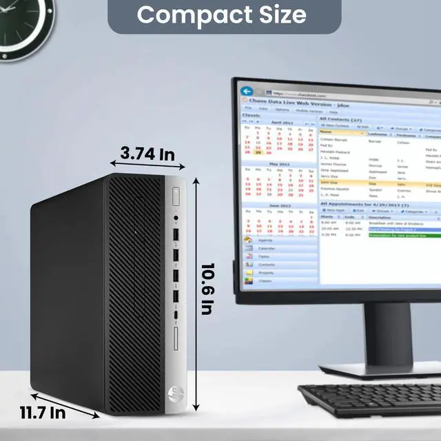Alt view image 4 of 5 - HP 600 G4 Desktop PC | Intel Core i7-8700 | 16GB DDR4 RAM | 256GB SSD + 1TB HDD | Windows 11 Pro | Built-in Wi-Fi | Wireless Keyboard & Mouse | Intel UHD Graphics 630 | Home and office (Refurbished)