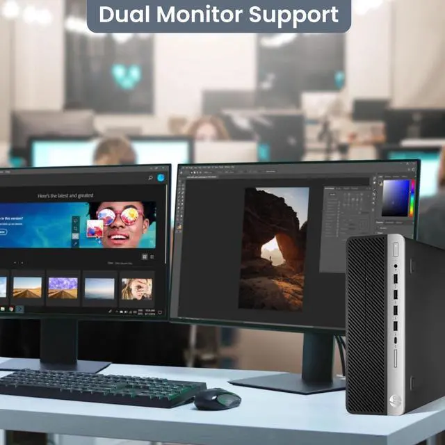 Alt view image 3 of 5 - HP 600 G4 Desktop PC | Intel Core i7-8700 | 16GB DDR4 RAM | 256GB SSD + 1TB HDD | Windows 11 Pro | Built-in Wi-Fi | Wireless Keyboard & Mouse | Intel UHD Graphics 630 | Home and office (Refurbished)