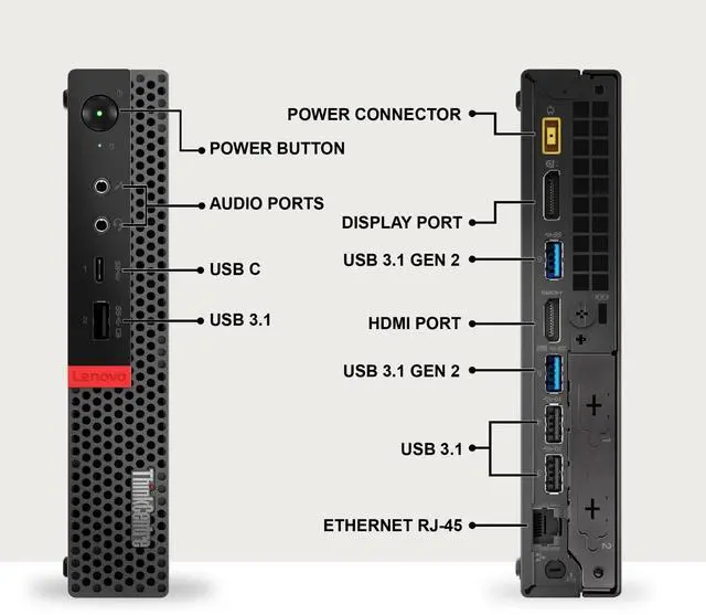 Alt view image 2 of 7 - Lenovo ThinkCenter M720q Desktop Mini PC | Intel Core i5-8500T | 8GB DDR4 RAM | 256GB SSD | Windows 11 Pro | Wi-Fi | RGB Keyboard & Mouse | Intel UHD Graphics 630 | 24 Inch LED Monitor