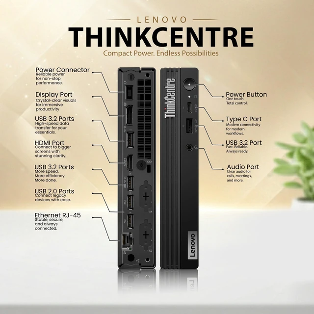 Alt view image 2 of 5 - Lenovo M75q Gen 2 Business Desktop Tiny PC, AMD Ryzen 3 Pro 5350GE, 8GB DDR4 RAM, 256GB SSD, 24 Inch LED Monitor, HDMI, Display Ports, Wi-Fi, Keyboard and Mouse, Windows 11 Pro