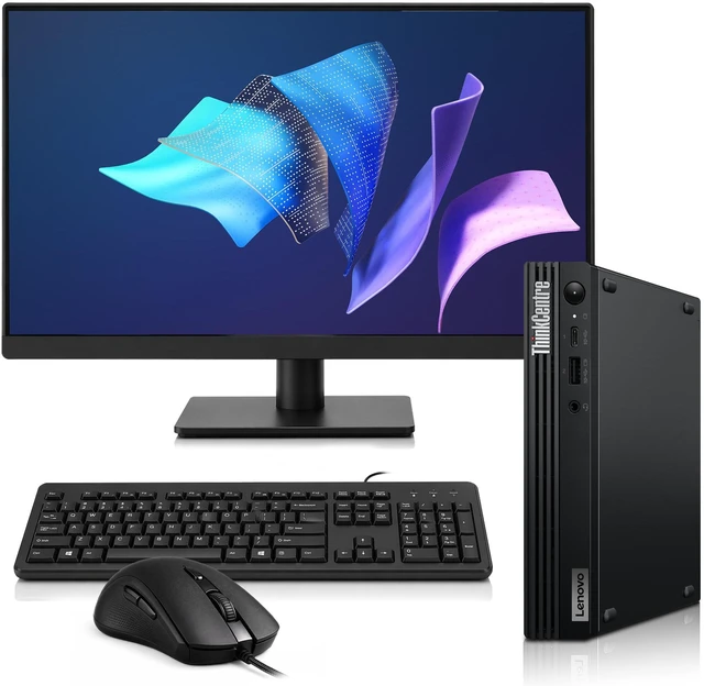 Main image of Lenovo M75q Gen 2 Business Desktop Tiny PC, AMD Ryzen 3 Pro 5350GE, 8GB DDR4 RAM, 256GB SSD, 24 Inch LED Monitor, HDMI, Display Ports, Wi-Fi, Keyboard and Mouse, Windows 11 Pro