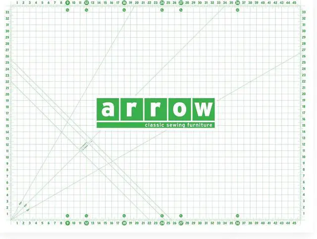 Main image of Arrow Sewing Cutting Mat-C Quilters Grid with Angle Markers, Pinnable Surface, Durable Polymer, Compatible with Dixie Cutting Table, Ideal for Fabric Crafts