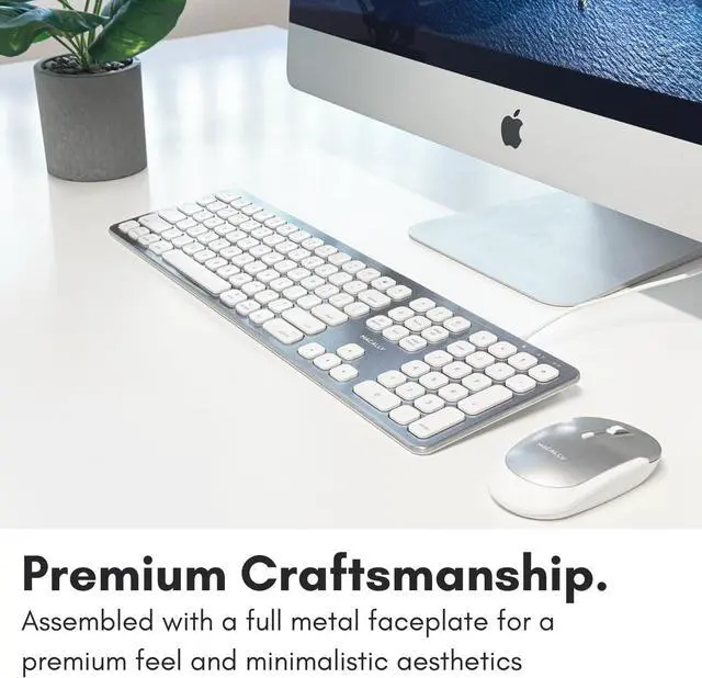 Alt view image 5 of 7 - Macally Wired Keyboard for Mac with USB Ports for Mouse - Compatible Apple Keyboard for MacBook Pro/Air, iMac - Aluminum Frame