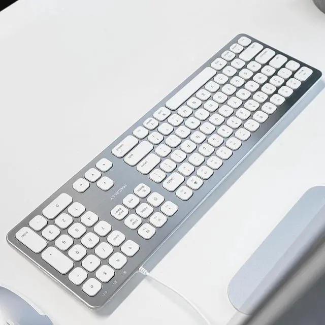 Alt view image 7 of 7 - Macally Wired Keyboard for Mac with USB Ports for Mouse - Compatible Apple Keyboard for MacBook Pro/Air, iMac - Aluminum Frame