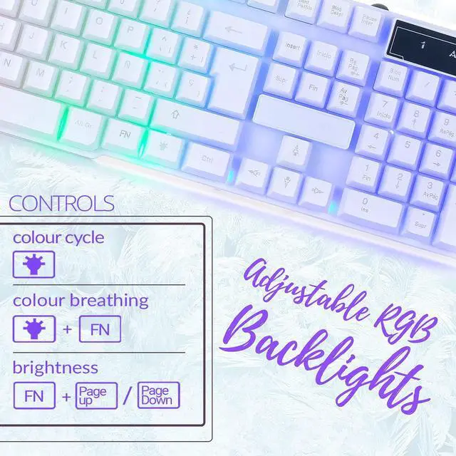Alt view image 4 of 7 - Gaming Keyboard and Mouse and Gaming Headset & Mouse Pad, Wired LED RGB Backlight Bundle for PC Gamers Users - 4 in 1 White Edition Hornet RX-250