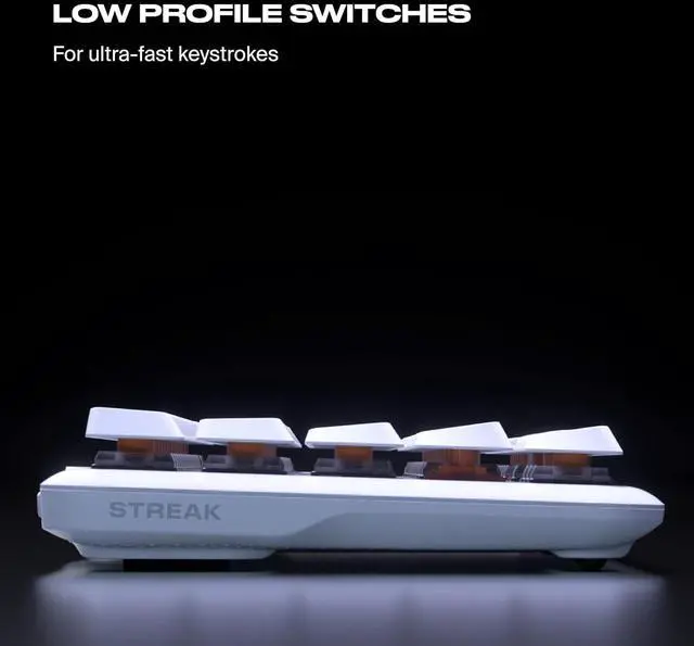 Alt view image 3 of 7 - Fnatic STREAK65 LP | White | Compact RGB Gaming Mechanical Keyboard Speed Switches | PBT Doubleshot Keycaps | 65% Layout (60 65 Percent) Low Profile Esports Keyboard (US ANSI Layout, QWERTY)
