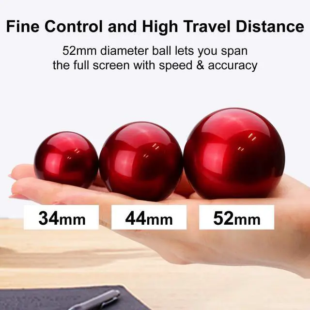 Alt view image 4 of 7 - ELECOM HUGE Trackball Mouse, Wired, Finger-Operated, 8-Button Function, Palm Rest Attached, 52mm Smooth Red Ball Windows11, macOS (M-HT1URBK)