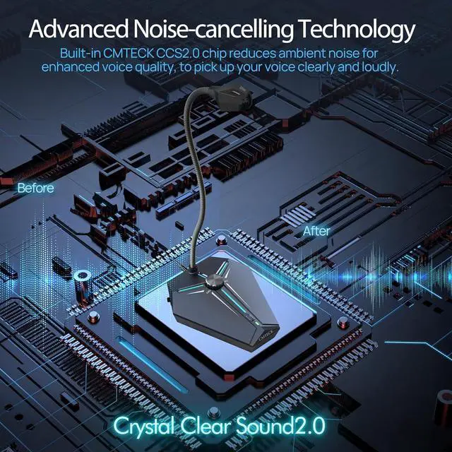 Alt view image 3 of 7 - CMTECK Computer Microphone, G006Plus USB Desktop Condenser PC Laptop Mic, Mute Button with LED Indicators, Compatible with Windows/Mac (with Volume Knob)