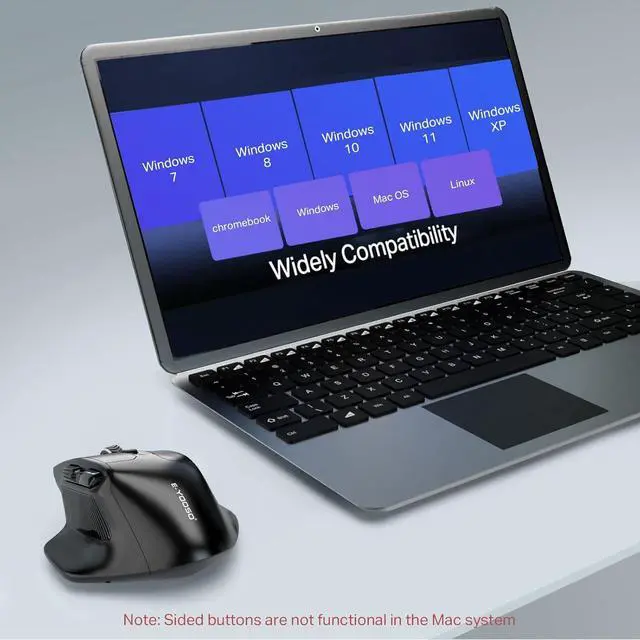 Alt view image 7 of 7 - Large Wireless Mouse for Big Hands X-31 Cordless Ergo Computer Mouse 6 Buttons 5-Level 4800 DPI 18 Months Battery Life for Laptop PC Chromebook (Black)