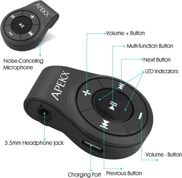 Alt view image 4 of 7 - Clip Bluetooth Audio Adapter for Headphones Headset Speaker Wireless Receiver with MIC for Hands-Released Call and Music
