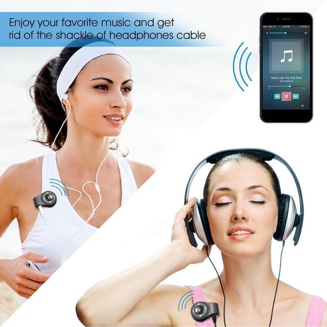 Alt view image 6 of 7 - Clip Bluetooth Audio Adapter for Headphones Headset Speaker Wireless Receiver with MIC for Hands-Released Call and Music