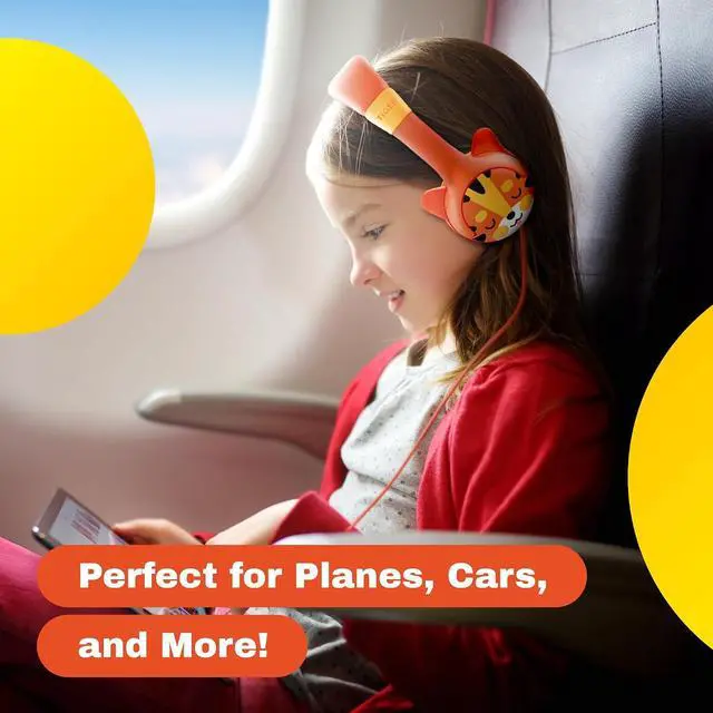 Alt view image 4 of 7 - Kidrox Wired Toddler Headphones for 1-7 Years Old 85dB Volume Limited Baby Headphones for Plane and Car Travel Children Headset for Airplane, iPad and Tablet, Kids Headphone with Cord for Children