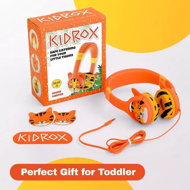 Alt view image 6 of 7 - Kidrox Wired Toddler Headphones for 1-7 Years Old 85dB Volume Limited Baby Headphones for Plane and Car Travel Children Headset for Airplane, iPad and Tablet, Kids Headphone with Cord for Children
